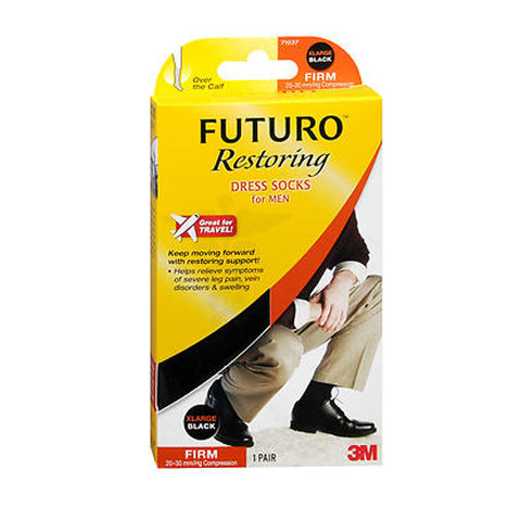 Futuro, Restoring Dress Socks For Men Over The Calf Black Firm Extra Large, 1 Pair Futuro