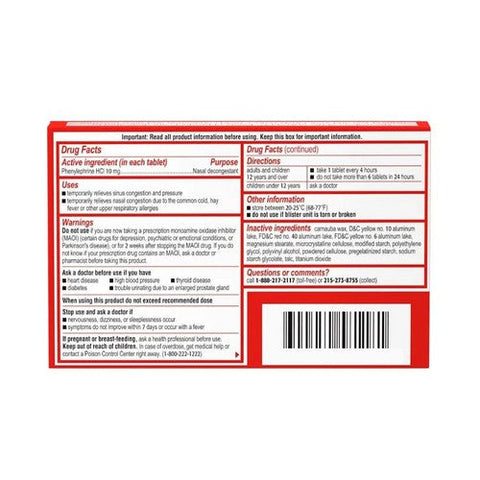 Sudafed Pe, Sinus Congestion Pseudoephedrine Hcl Maximum Strength, 24 Tab