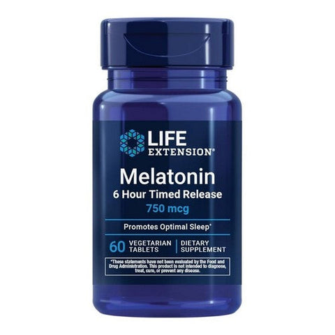 Life Extension, Melatonin 6 Hour Timed Release, 750 Mcg, 60 Veg Caps Life Extension