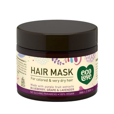 Eco Love, Hair Mask For Colored And Very Dry Hair Blueberry Grape And Lavender, 11.8 Oz Eco Love