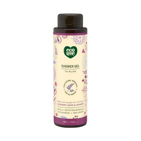 Eco Love, Shower Gel For Dry Skin Blueberry Grape And Lavender, 17.6 Oz Eco Love