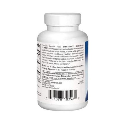 Planetary Herbals, Full Spectrum Hawthorn Extract, 60 Tabs Planetary Herbals