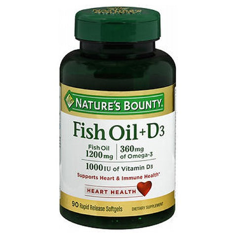 Nature's Bounty Omega 3 Plus D3 Fish Oil 24 X 90 Softgels by Nature's Bounty