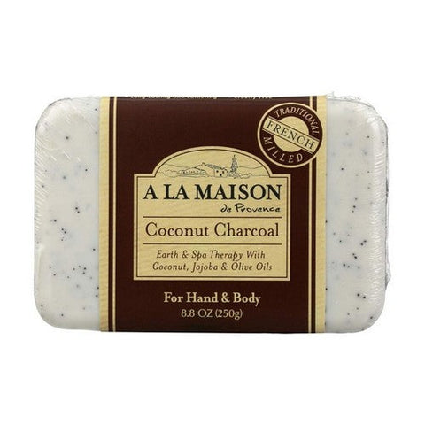 A La Maison, French Milled Hand And Body Bar Soap Coconut Charcoal, Coconut Charcoal 8.8Oz A La Maison