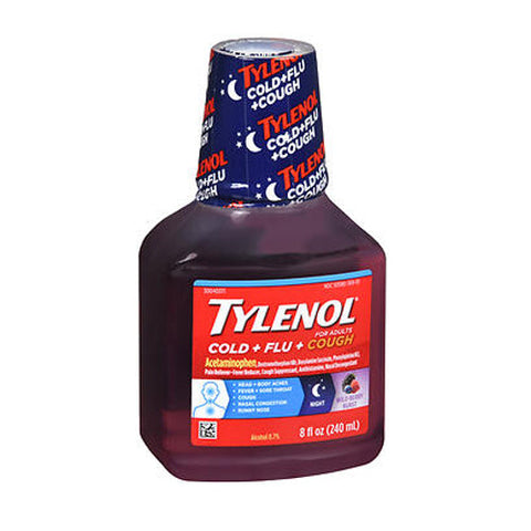 Tylenol, Cold + Flu + Cough Liquid Night Wild Berry Burst, 8 Oz Tylenol