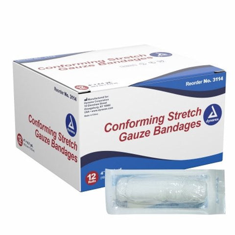 Dynarex, Conforming Bandage Dynarex  Polyester 1-Ply 4 Inch X 4-1/10 Yard Roll Shape Sterile, Count of 1 Dynarex