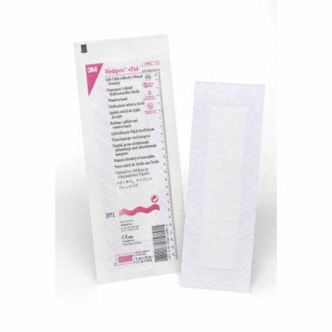 3M, Adhesive Dressing 3M Medipore 3-1/2 X 10 Inch Soft Cloth Rectangle White Sterile, Case Of 100 3M