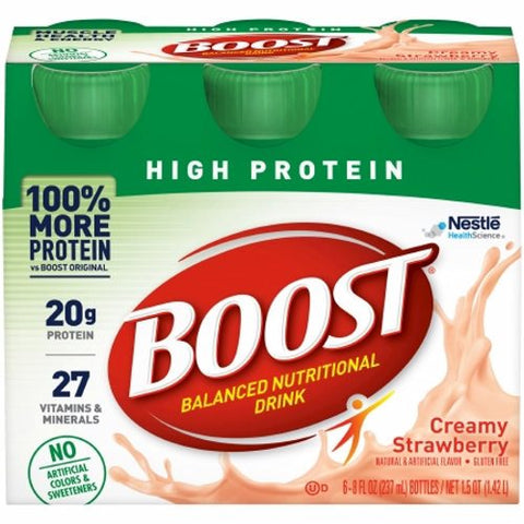 Oral Supplement Boost  High Protein Creamy Strawberry Flavor 8 oz. Container Bottle Ready to Use Case of 24 by Nestle Healthcare Nutrition