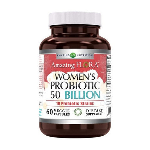 Amazing Nutrition, Amazing Flora Women's Probiotic 10 Strains 50 Billion, 60 Veg Caps Amazing Nutrition