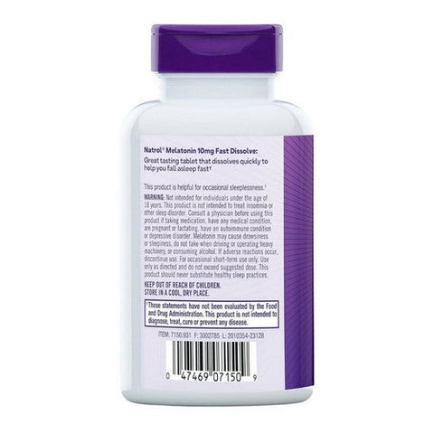 Natrol, Melatonin Fast Dissolve Strawberry, 10 Mg, 100 Tablets Natrol
