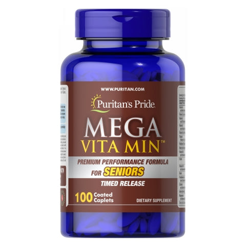 Mega Vita Min Multivitamin for Seniors Timed Release with Zinc 100 Coated Caplets by Puritan's Pride