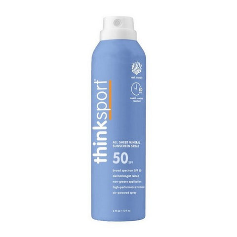 ThinkSport, All Sheer Mineral Sunscreen Spray SPF 50, 6 Oz ThinkSport
