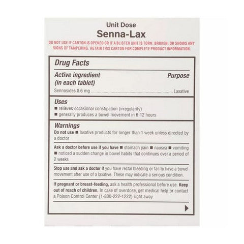 Major Pharmaceuticals, Senna-Lax Natural Vegetable Laxative, 8.6 Mg, 100 Tablets Major Pharmaceuticals