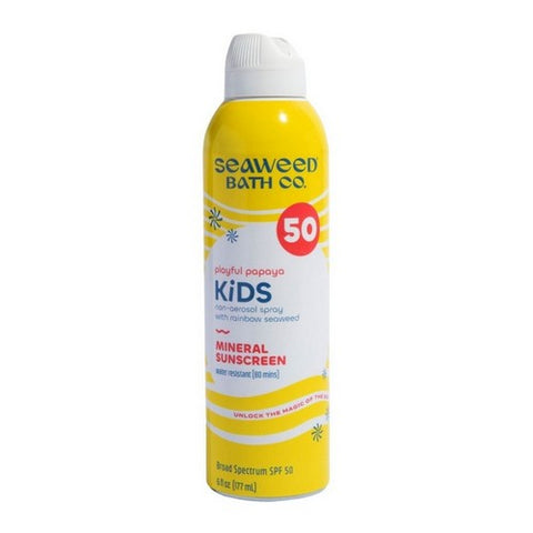 Seaweed Bath Co, Playful Papaya Kids Mineral Sunscreen Spray SPF 50, 6 Oz