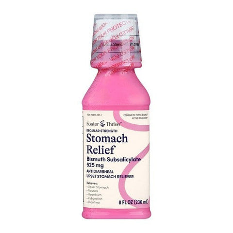Foster And Thrive, Regular Strength Stomach Relief Bismuth Subsalicylate, 8 Oz Foster And Thrive