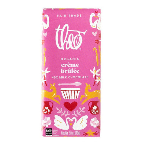 Theo Chocolate, 45% Milk Chocolate Creme Brulee, 2.8 Oz (Case Of 12)