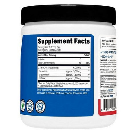 Nutricost, BCAA Powder Strawberry Kiwi, 30 Serving Nutricost