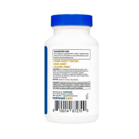 Nutricost, Iron Ferrous Sulfate Tablets, 65 Mg, 240 Count Nutricost