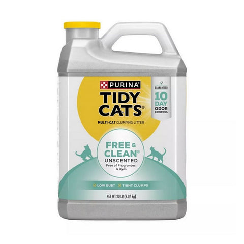 Clumping Cat Litter Free And Clean Unscented Multi Cat Litter 20 Lbs (Case Of 2) by Tidy Cats