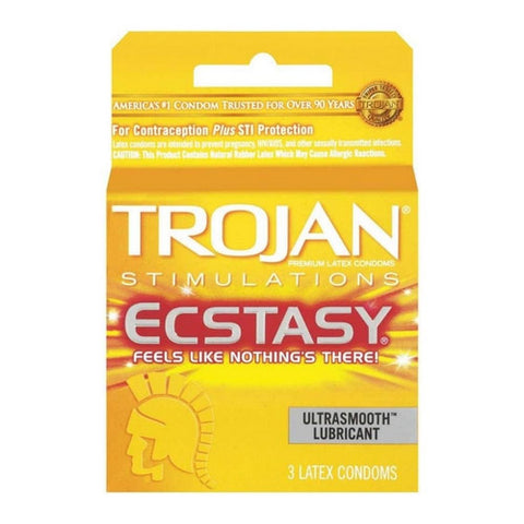 Ecstasy Ultrasmooth Lubricant Condoms Ultra Ribbed 3 Count by Trojan
