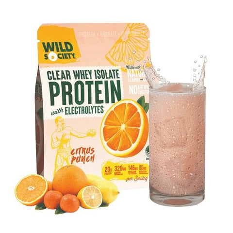 Clear Whey Isolate Protein With Electrolytes Citrus Punch 16 Oz by Wild Society Nutrition