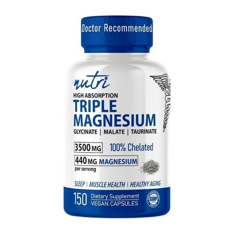 Triple Magnesium Glycinate Malate Taurinate 150 Vegan Capsules by Nature's Fusions
