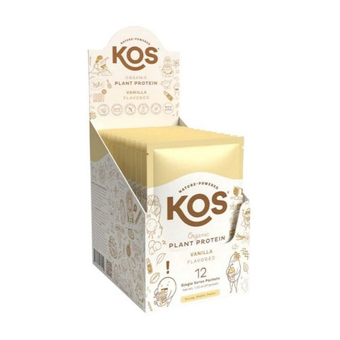 Organic Plant Based Protein Powder Vanilla 12 Pack by Kos