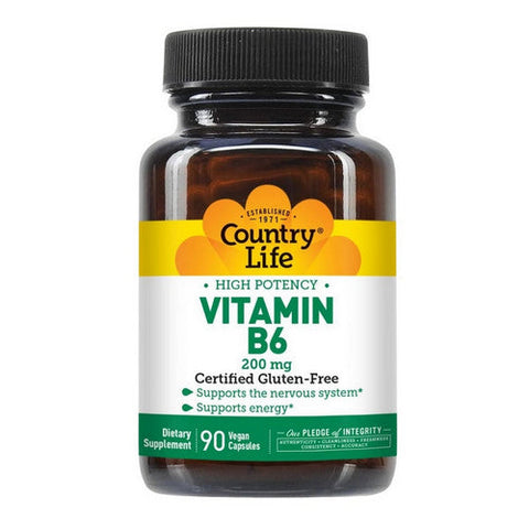 Country Life, Vitamin B-6, 100 MG, 90 Caps Country Life