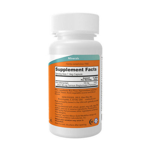 Now Foods, Iron, 18 mg, 120 Vcaps Now Foods