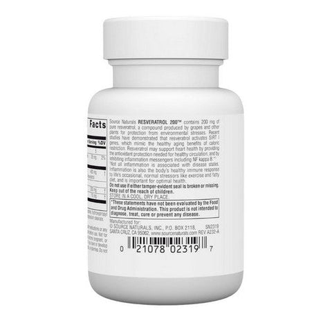Source Naturals, Resveratrol, 200 mg, 30 Vcaps Source Naturals