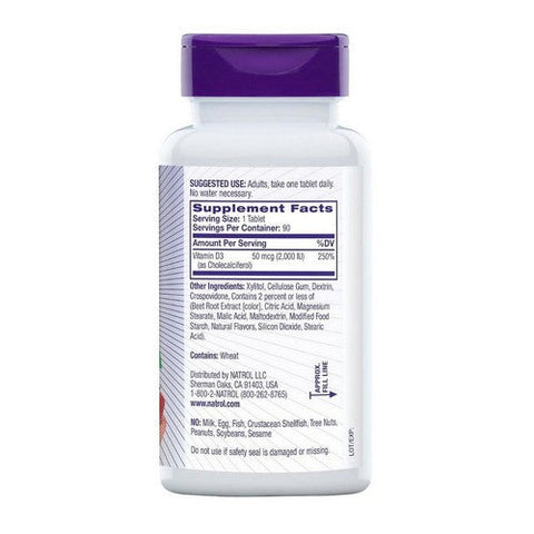 Natrol, Fast Dissolve Vitamin D3 Strawberry, 2000 IU, 90 Tabs Natrol
