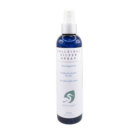 White Egret, Colloidal Silver Spray 30 PPM, 8 oz White Egret