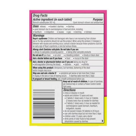 Pepto-Bismol, Bismuth Subsalicylate Chewable Tablets, 30 Count