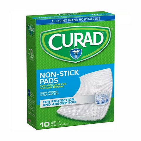 Medline, Curad Non Stick Pads With Adhesive Tabs, ouchless of size: 3 X 4 inch, 10 Each Curad