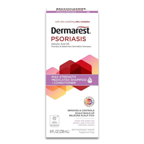 Dermarest, Salicylic Acid 3% Psoriasis Max Strength Medicated Shampoo Plus Conditioner, 8 Oz Dermarest